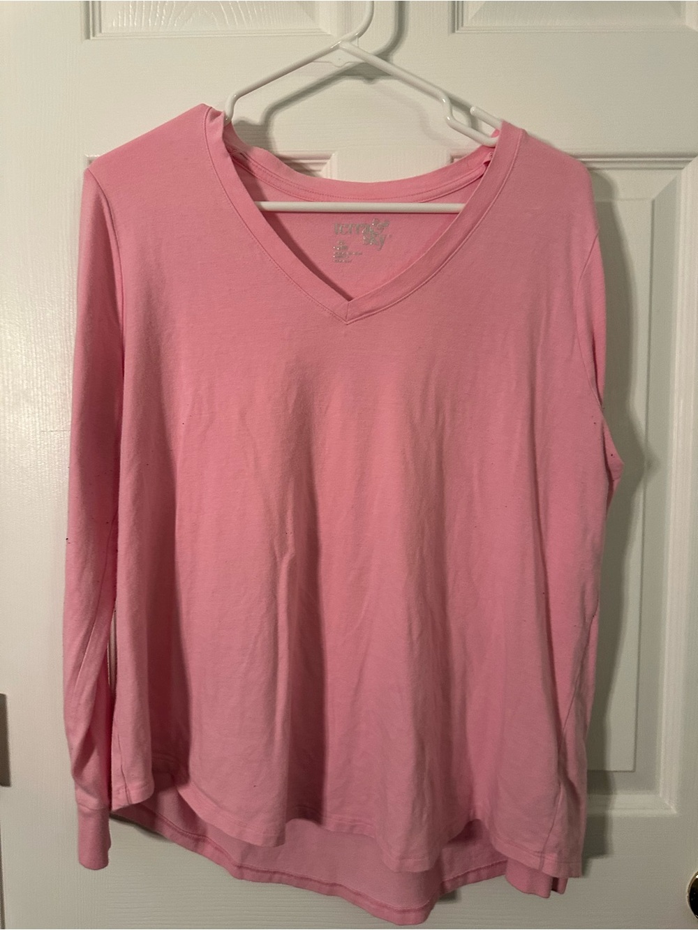 Terra & Sky Light Pink V-Neck Long Sleeve Top